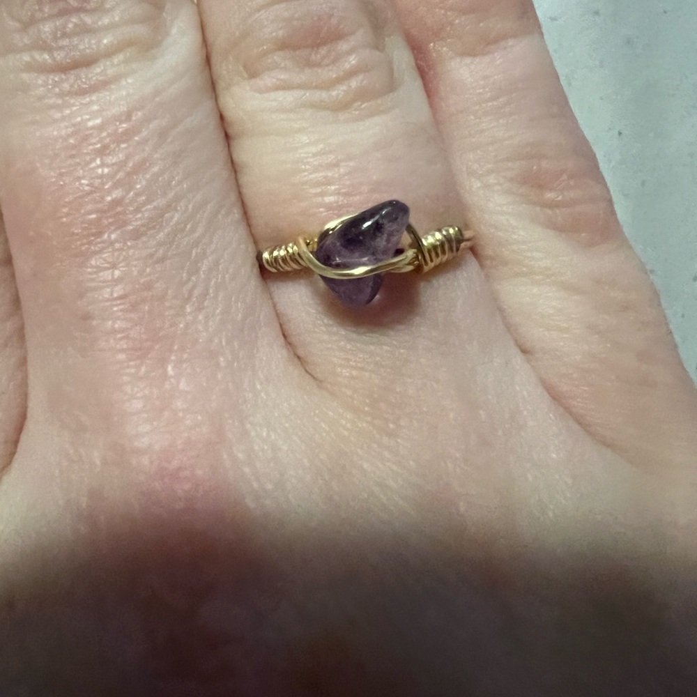 Gold Wire Wrapped Amethyst Ring